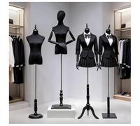 Mannequin Female Torso Black Dress Form, Half Body Dummy Torso with Solid Wood Base, Female Dress Form with Adjustable Stand and Flexible Arms, for Store Window Display Wedding Sewing(A3)