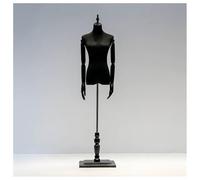 Mannequin Female Torso Dress Form with Height Adjustable Stand, Half Body Dummy Torso with Solid Wood Base, Detachable Manikin Body, for Store Window Display Wedding Sewing(Black-S,C2)