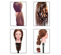 Mannequin Head, 24 Inch Real Human Hair Mixed with Synthetic Fiber Hair Training Head, Hairdressing Tool Mannequin Head Human Hair with 1 Hairdressing Head and 1 Holder for Head