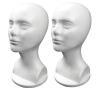 Mannequin Head, 2pcs 12.6x6.5inch Female Manikin Head, Wig Styrofoam Head Model, Glasses Hat Display Foam Mannequin Head Stand for Wigs Hats