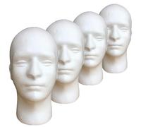 Mannequin Head 4Pcs Male Hair White Foam Head Model - Hat Masks Glasses Wig Show Display Manikin for Home Salon Shop