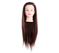 Mannequin Head Hair Styling Braiding Salon Training Practice Head Model Manikin Synthetic Fiber Hair for Hairdresser barber shops Cosmetology Manikin Practice (Dark Brown)