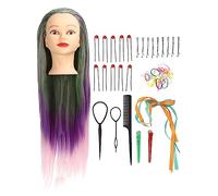 Mannequin Head Hair Synthetic Colorful Hairdressing Practice Training Braiding Doll Head Hair with Styling Kit