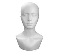 Mannequin Head - Male Wig Model | Cosmetology Foam Manikin Display, Realistic White Head for Glasses Hats Scarves Hair Accessories Headphone Hairpieces Arts Crafts Salon Use