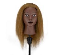 Mannequin Head Real Human Hair for Cosmetology Manikin Doll Head Hairdresser Hairstylist Training Practice(Head 3)