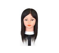 Mannequin Head with Hair 100% Real Human Hair 10-18'' Cosmetology Mannequin Head for Styling Practice on Braiding Manikin Head(Big Ear 12inch Black)