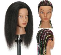 Mannequin Head with Human Hair 14 Inches Cosmetology Mannequin Head with 100% Real Human Hair Mannequin Head for Flechten Hairdressers Cosmetology Students Exercise Styling with Clampholder (B14)