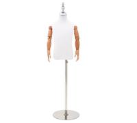Mannequin White 120-150cm Adjustable Cotton Cover PP Torso Wooden Arms Base Core
