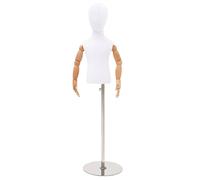 Mannequin White Cotton PP Adjustable 120-157cm Rotatable Wooden Arms Stable Base