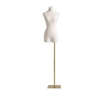 Mannequins Female Body Sewing Dress Form Linen Half-length model with Black gold silver Adjustable Metal Square base for Clothing Dress Jewelry Display, Gold