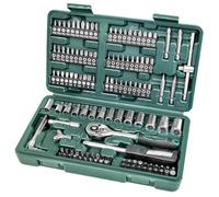 Mannesmann Brüder Socket and Bit Set 130-Piece, CRV Steel | M29166 | Reversible ratchet with 72 teeth, T-handle and hook driver, in a case, for electronics, bicycle and car interior