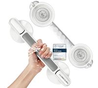 Mannicix Grab Rail Shower Bath Handle No Drilling Shower Handle with Suction Cup Shower Handle with Suction Cup Non-Slip Handle Bathroom Toilet for Elderly People (Pack of 2)