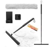 Mannicix Shower Squeegee Long Handle, Bathroom Squeegee For Shower, Squeegee Mop With Durable Rubber Blade, 120Cm Window Squeegee Glass Cleaning Kit For Floor, Kitchen, Mirror (Black)