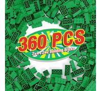 MANNIDOO 360 Pieces Building Bricks, Classic Basic Flats Parts and Pieces - 2x4 Brick x200 and 2x2 Brick x160, Moc Building Bulks Compatible with All Major Brands, Green