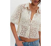 Mannie Lace Button Down at Free People in Whisper White, Size: Medium - female
