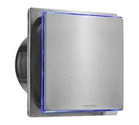 Manningham Lighting 100mm 4'' inch Timer - Silent Bathroom Extractor Fan Energy Saving and Quiet - Stainless Steel Shower Wall Ceiling Mounted Kitchen Moist Long Life Motor Blue LED