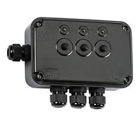 Manningham Lighting 3 Way Gang Manual Control Switch Switching Box IP66 Outdoor Black Pond Lighting (3G Switch Box - No Remote)