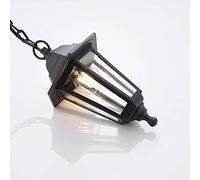 Manningham Lighting Black Vintage Traditional Outdoor Hanging Chain Lamp Lantern 6 Panel Made of PP Housing and Glass Black Socket LED E27 Bulb IP44