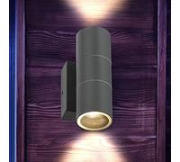 Manningham Lighting Dusk to Dawn Outdoor Wall Lights, Stainless Steel Up Down Outside Wall Light, IP54 Waterproof Anthracite Grey Garden for Front Door, Hallway, Porch, Post, 5W GU10 LED Cool White
