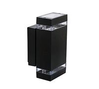 Manningham Lighting GU10 Outdoor Wall Light - Splash-Proof Square Edge IP44 Up Down 3-Way Sconce - Die-Cast Aluminium Outdoor Light for Corridor, Garden, Hallway Lighting (Black 5W Cool White)