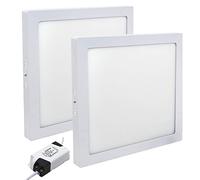 Manningham Lighting LED Ceiling Panel Light - Pack of 2 24W Square Ceiling Surface Mounted Downlight 300x300mm - Energy-Saving Cool White 6500K Panel Light for Offices, Homes, Shops, and Hotels