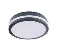 Manningham Lighting LED Outdoor Ceiling Light - 18W Slim 220x220x55mm Wall Light with Motion Sensor - IP54 Waterproof Square Security Lamp 4000K Neutral White 1550lm (Round Gray - Standard)