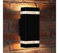Manningham Lighting LED Outdoor Wall Lamp, Aluminum Up/Down Outside Wall Light Exterior Wall Sconce, 2X 5W 3000K Warm White Bulbs Included, IP44 Waterproof, Black