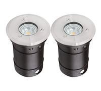 Manningham Lighting Mains IP67 GU10 Round Landscape Well Driveway Walkway Garden Deck Buried Patio Pathway Recessed In Ground Uplighter Decorative Outdoor Light (2X Lights, No Bulb)