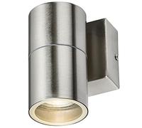 Manningham Lighting Mains Powered IP54 Down Wall Mounted Garden Patio Sconce Waterproof Weather Resistant GU10 Decorative Light (Brushed Chrome - Down Light, Add Warm White)