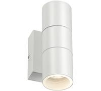 Manningham Lighting White Dusk Till Dawn Automatic Stainless Steel Dual Illumination Up Down IP54 Outdoor Exterior Wall Spot Light 2X GU10 LED Cool White Bulbs
