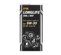 Mannol Fully Synthetic Engine Oil 5W30 Longlife 504/507 Premium Acae C3 5L