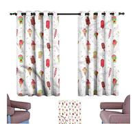 Mannwarehouse Ice Cream Novel Curtains Summertime Watercolor 70%-80% Light Shading, 2 Panels,55" Wx45 L