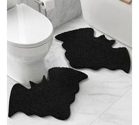 MANNY'S MYSTERIOUS ODDITIES Bat Bath Mat + Toilet Rug 2 Piece Set- Chenille Gothic Bat Mat - 24 x 20 Inch Extra Thick, Soft, Absorbant, and Machine Washable - Non Slip and No Crease Gothic Rug