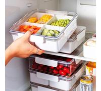 MANO 2pack Serving Trays for Party Divided Veggie Tray with Lid Sealed Sectioned Fruit Snack Serving box Vegetable Storage with 4 Compartments Snackle Box Charcuterie Container Fridge Organizer