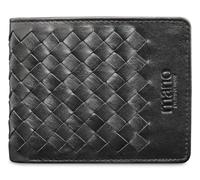 Mano Don Luca Small Leather Wallet for Men and Women, Landscape Format, Mini Wallet with Flap, Wallet, black, S