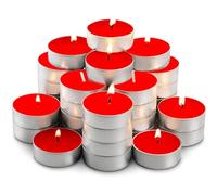 Manogyam Wax Tealight Candles Set | Unscented Wax Tealight Candles | Wax Tea Light Candles | Colored Unscented Wax Tealight Candles for Decoration | Home Décor | Diwali Candle | Red, (Pack of 100)