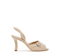 Manolo Blahnik Acinta 90 Crepe de Chine Sandals - Beige - 37 (IT37 / UK4)