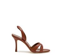 Manolo Blahnik Callasli 90 Leather Slingback Sandals - Brown - 39 (IT39/ UK6)
