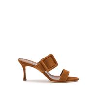 Manolo Blahnik Gable 70 Buckle-embellished Suede Mules - Brown - 39 (IT39 / UK6)