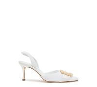Manolo Blahnik Gibsli 70 Embellished Crepe Slingback Pumps - Ivory - 40 (IT40 / UK7)