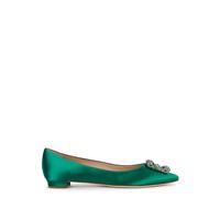 Manolo Blahnik Hangisi 10 Silk-satin Flats - Green - 5