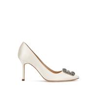 Manolo Blahnik Hangisi 90 Silk-satin Pumps - Ivory