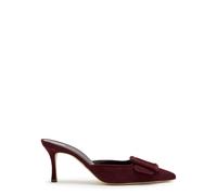 Manolo Blahnik Maysale 70 Suede Mules - Burgundy - 38 (IT38 / UK5)