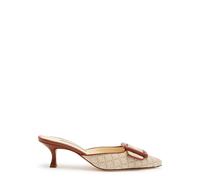 Manolo Blahnik Maysalebi 50 Raffia and Leather Mules - Beige - 41 (IT41/ UK8)
