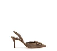 Manolo Blahnik Maysli 70 Suede Slingback Pumps - Brown