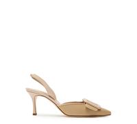 Manolo Blahnik Mayslibi 70 Slingback Leather Pumps - Nude