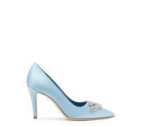 Manolo Blahnik Palos 90 Embellished Satin Pumps - Light Blue