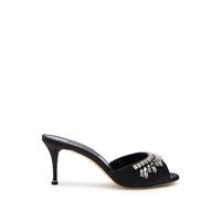 Manolo Blahnik Tulimu 70 Crystal-embellished Satin Mules - Black - 37 (IT37 / UK4)