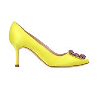 Manolo Blahnik Womens Hangisi 070 Pump Yellow Viscose - Size 39.5 EU/IT