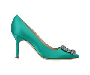 Manolo Blahnik Womens Hangisi 090 Pumps Green - Size 37.5 EU/IT